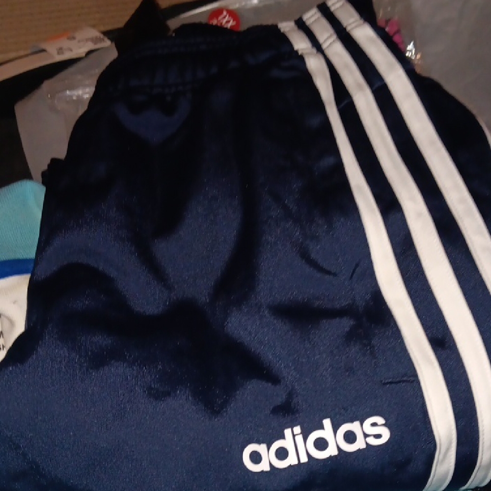 Adidas Kids Dark Blue Joggers with White Stripes